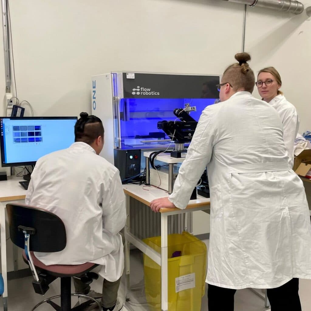 Close-up of Dorna robot arm in Uppsala University lab