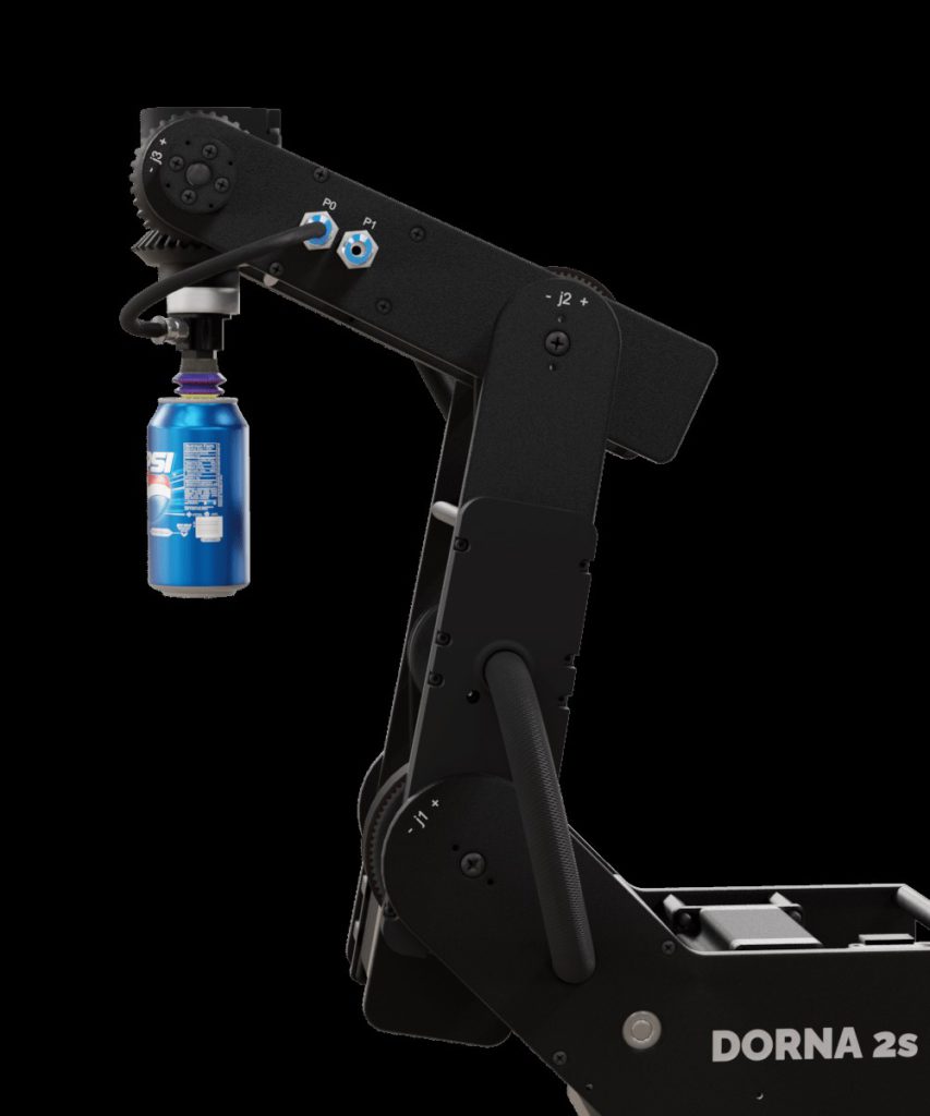 Pick and place automation being executed using Dorna 2s Robot Arm - An example of Food and beverage Industrial Automation.